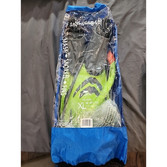 Crane Other - Crane Adult Snorkeling Set XL Mask Snorkel Fins Blue Green Men's 10.5-12 NEW